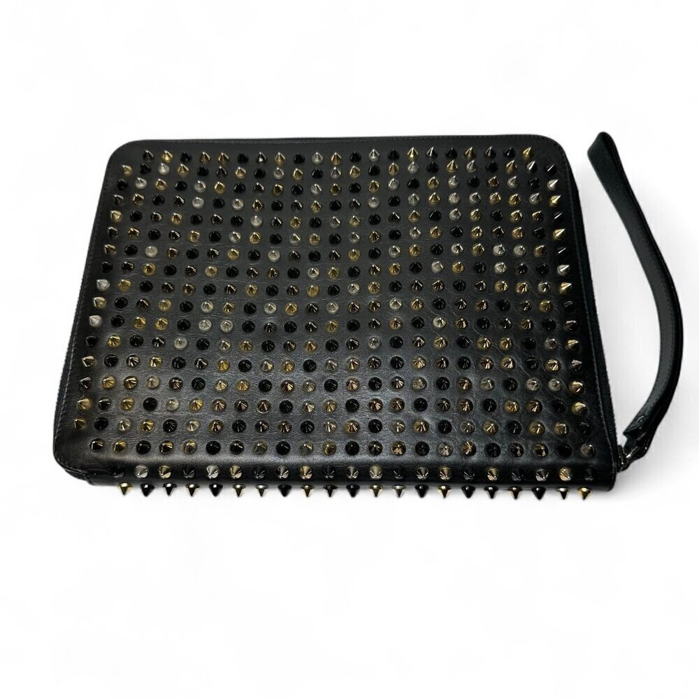 Christian Louboutin Black Leather Calfskin Spiked iPad Case/Wristlet - Picture 5 of 16